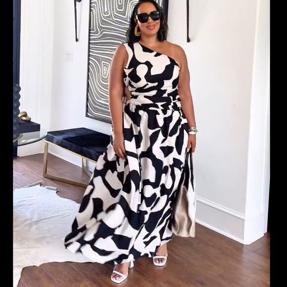 Abercrombie & Fitch Dresses & Skirts - Abercrombie & Fitch One Shoulder Cut Out Maxi Dress Size XL Tall Pockets Coastal